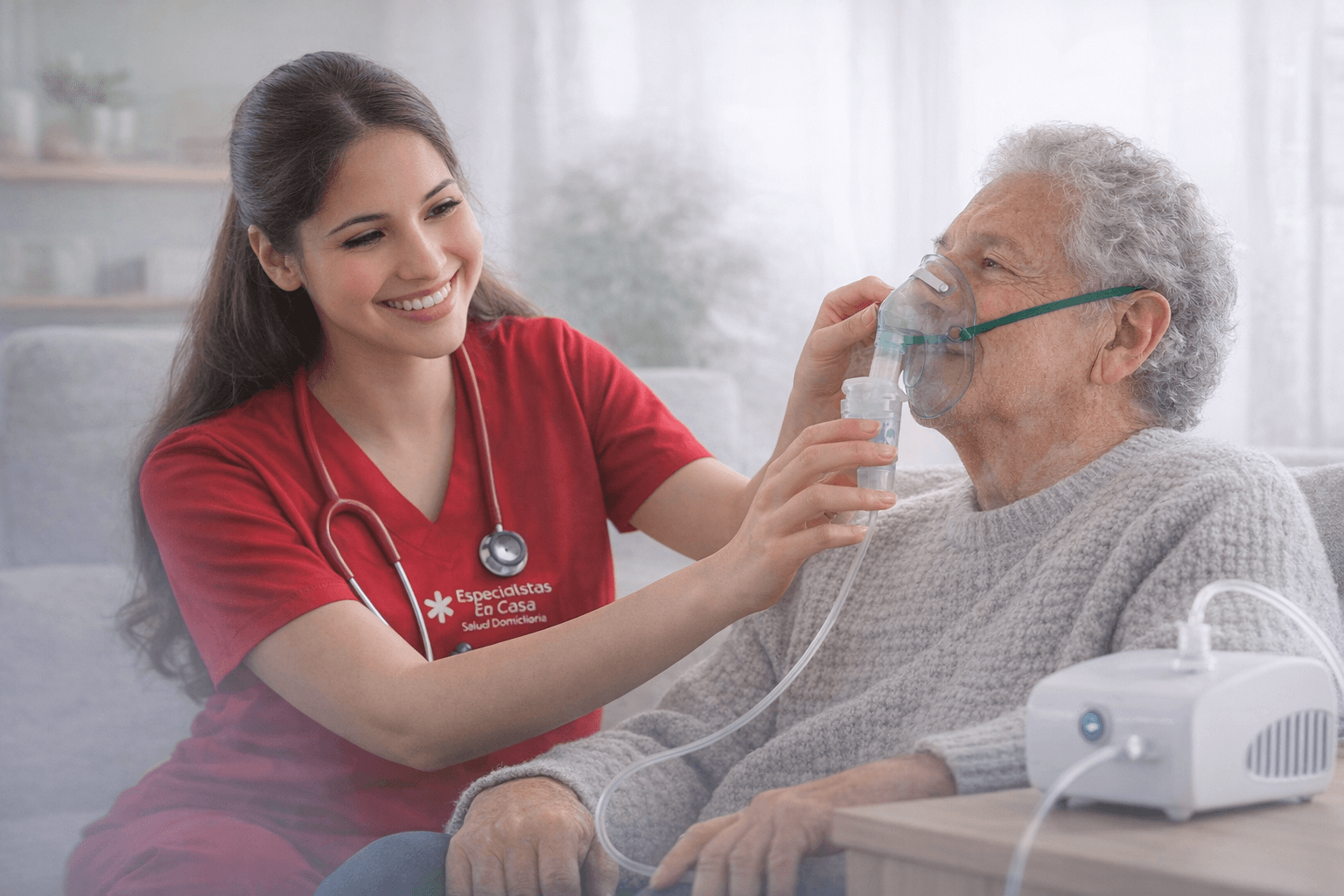 Acompañamiento de terapia respiratoria con nebulización domiciliaria